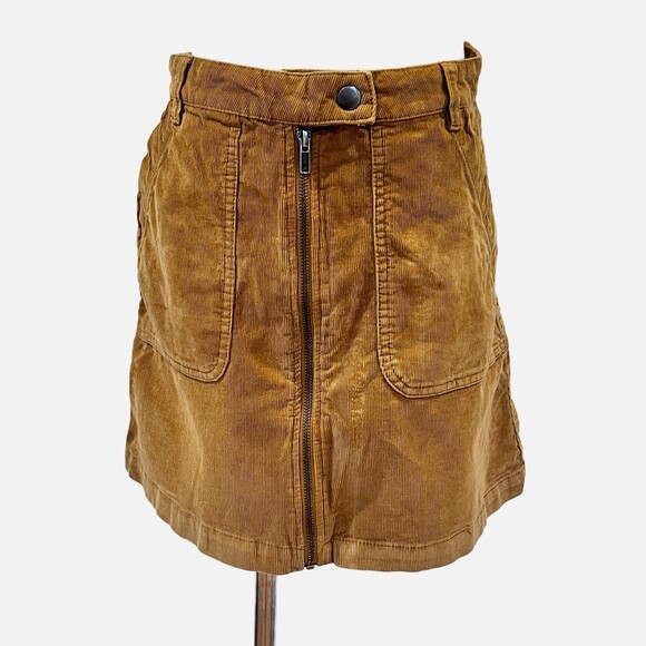 BP Brass Plum Nordstrom Brown Corduroy Mini Skirt A-Line Small - Picture 1 of 6